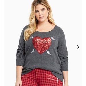 Torrid 2x Sequin Heart sweater